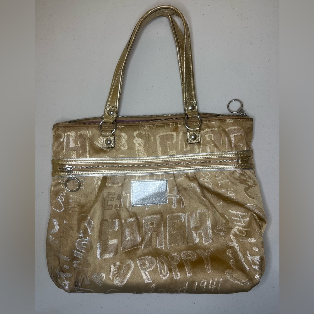 Coach Poppy Storypatch Glam tote Metallic Gold- project bag